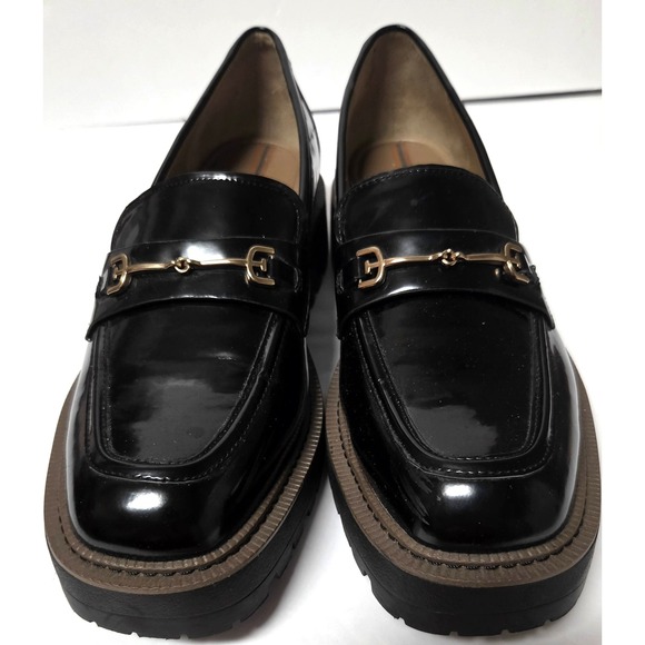 Sam Edelman Shoes - Sam Edelman NY Laurs Loafers Lug Sole Shoes Patent Black Horse Bit Gold 11M